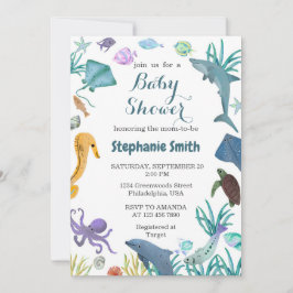 Vattenfärgsmodern under Sea Baby Shower Inbjudningar