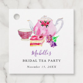 VattenfärgsMöhippa Tea Party Lila Tekanna Gåvor Etiketter