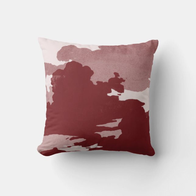 Vattenfärgsmoln med minimal Abstrakt | Burgundy Kudde (Framsida)