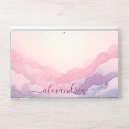 Vattenfärgsmoln Rosa Himmel med Namn HP Laptopskin