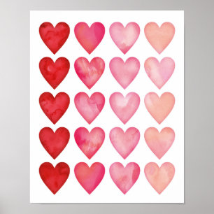 Vattenfärgsmombens hjärtan poster utskrift