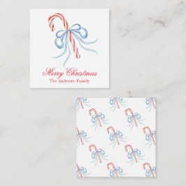Vattenfärgsmonogram Bow Candy cane-hölje Anteckningskort