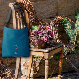 Vattenfärgsmonogram brev P-sjuksköterska mörk blåt Axelväska