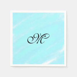 Vattenfärgsmonogram för blå grönt lägga till brev  pappersservett