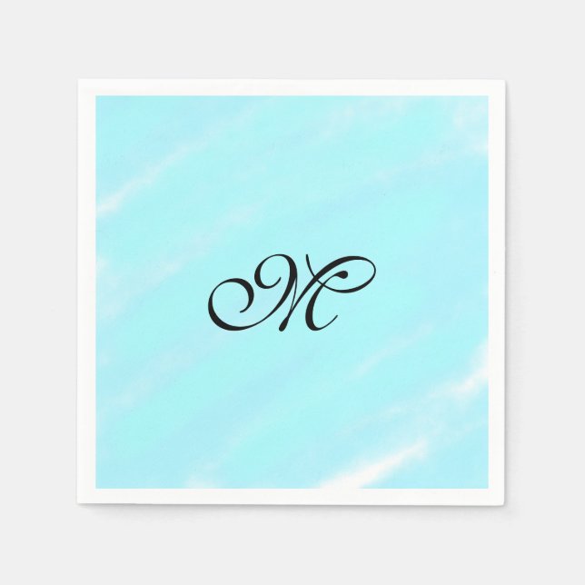 Vattenfärgsmonogram för blå grönt lägga till brev  pappersservett (Framsidan)