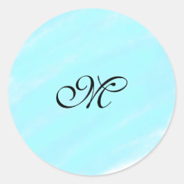 Vattenfärgsmonogram för blå grönt lägga till brev  runt klistermärke