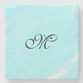 Vattenfärgsmonogram för blå grönt lägga till brev  stenunderlägg