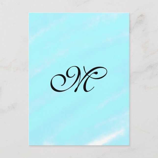 Vattenfärgsmonogram för blå grönt lägga till brev  vykort (Framsida)