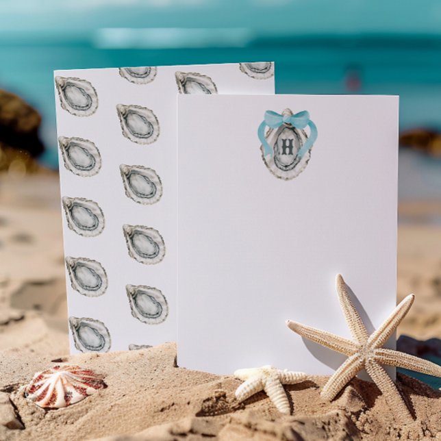 Vattenfärgsmonogram Kustblårasterostron Tack Kort (Skapare uppladdad)