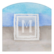 Vattenfärgsmonogram Sea & Sand Blue och Tan