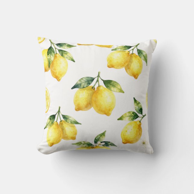Vattenfärgsmönster med citron kudde (Framsida)