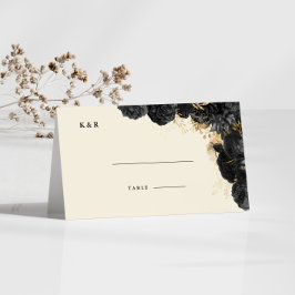 Vattenfärgsmonteringskort Guld Black Ro Bröllop Placeringskort