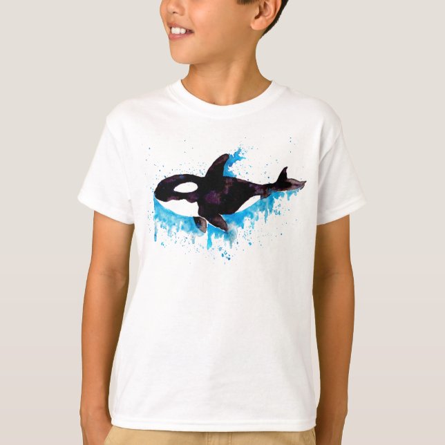 Vattenfärgsmördare Whale Kids T-Shirt (Framsida)