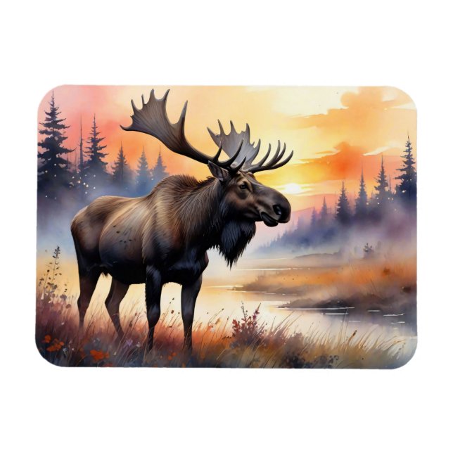 Vattenfärgsmos vid Sunrise Flexibel Magnet (Horisontell)