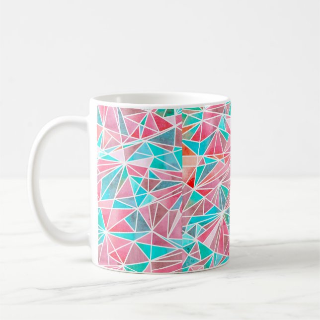 Vattenfärgsmosaik abstrakt mönster kaffemugg (Vänster)