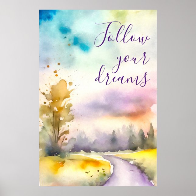 Vattenfärgsmotivation Poster Utskriftsbild (Framsidan)