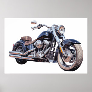Vattenfärgsmotorcykel Poster