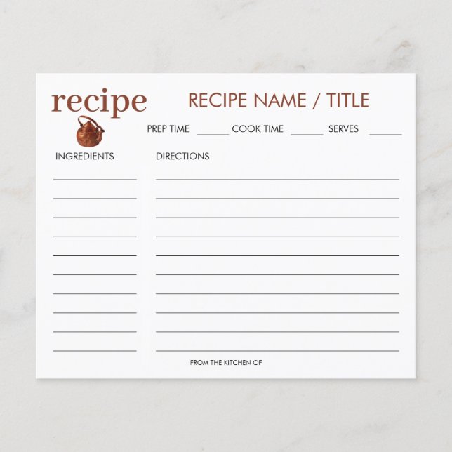 Vattenfärgsmottagarkort för Vintage Kettle (Framsida)