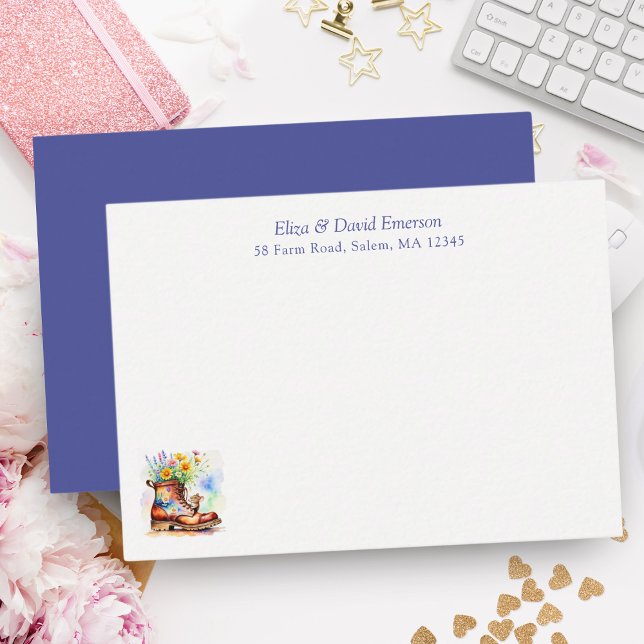 Vattenfärgsmus med Wildblomstart Anteckningskort (Drop a note to family, friends or business friends with this sweet personalized boot with Mouse.)