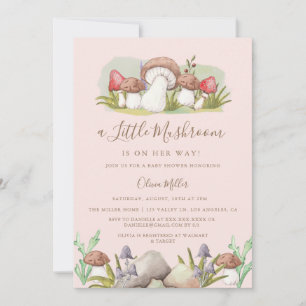 Vattenfärgsmushroom Baby Shower Inbjudningar