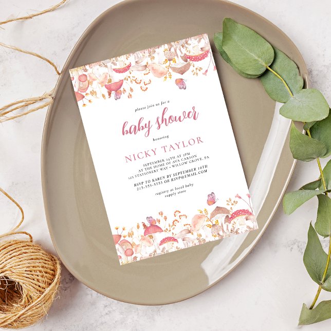 Vattenfärgsmushroom Baby Shower Inbjudningar (Skapare uppladdad)