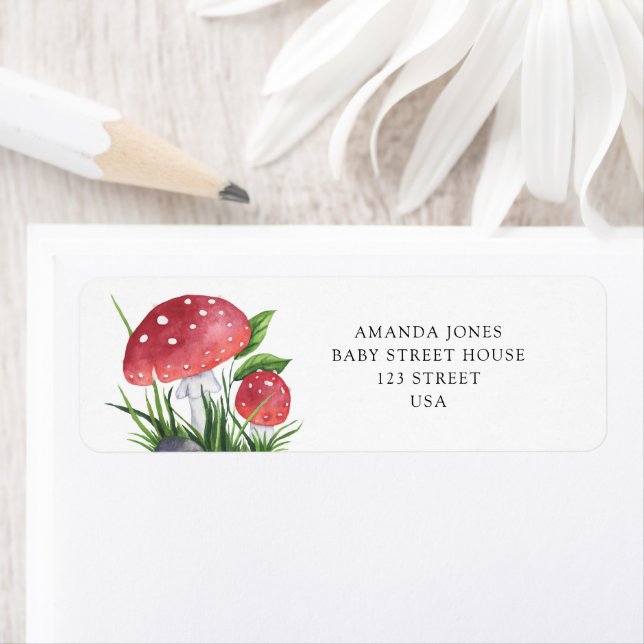 VattenfärgsMUSHROOMS Returadress Etikett (Insitu)
