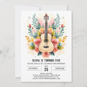 Vattenfärgsmusikers Guitar Birthday Inbjudningar