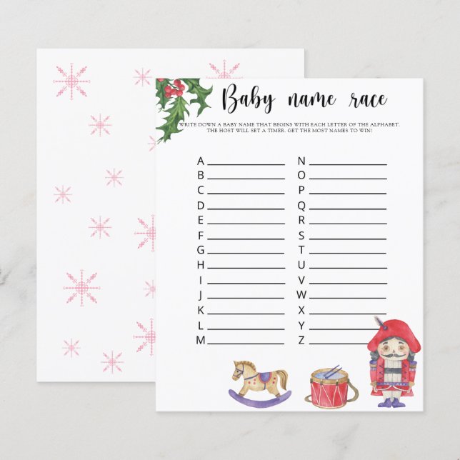 Vattenfärgsmusknackare - Baby namn tävling (Fram/baksida)