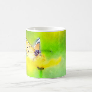 Vattenfärgsmussla med monarch och blomma Mugg
