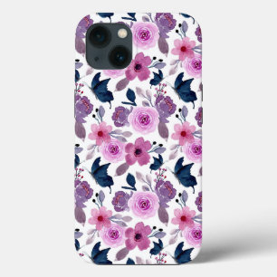 Vattenfärgsmussla och rosa blommor