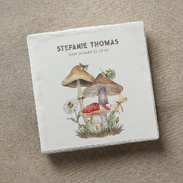 Vattenfärgsmyshroom Baby Shower Napkins | Skogsmar Pappersservett