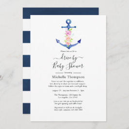 Vattenfärgsnautisk enhet efter Möhippa eller babyd Inbjudningar