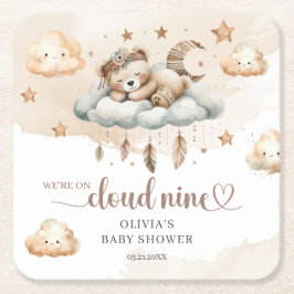 Vattenfärgsneutralt könsneutralt nalle moln 9 underlägg papper kvadrat