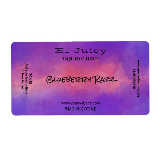 Vattenfärgsnitin Vape E Juice Labels Fraktsedel (Framsidan)