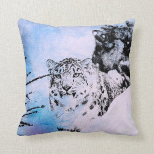 VattenfärgsnöLeopard Kudde