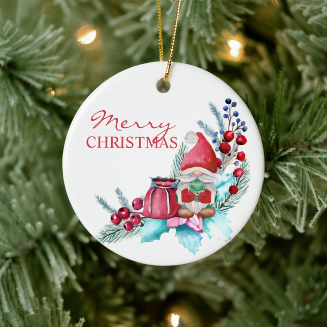 Vattenfärgsnoma med Julgran Julgransprydnad Keramik (Träd)