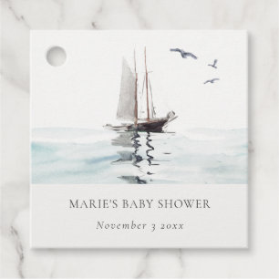Vattenfärgsnos för Nautical Sailing Yacht Baby Sho Gåvor Etiketter