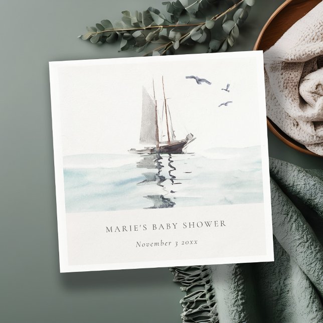 Vattenfärgsnos för Nautical Sailing Yacht Baby Sho Pappersservett (Skapare uppladdad)