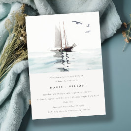 Vattenfärgsnos för Nautical Sailing Yacht Par Show Inbjudningar