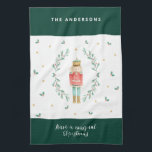 Vattenfärgsnötcracker, söt familjchristmas kökshandduk<br><div class="desc">Knäckervattenfärg botanisk söt julfestlig helgdag</div>