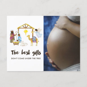 Vattenfärgsnyans - jul - Baby förväntas Meddelande Vykort