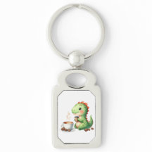 vattenfärgsnyckelkedjan Cute Dinosaur Rectangle Me