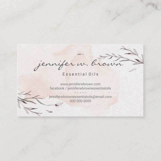 Vattenfärgsolja Blommigt Anpassningsbar Essential  Visitkort (Baksida)