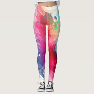 Vattenfärgsolja Färgregat Regnbåge färg canvas Pus Leggings