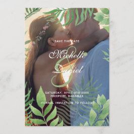 Vattenfärgsolja Foliage Bröllop spara datum Datumet