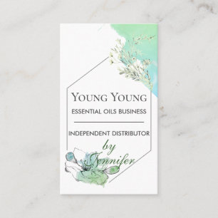 Vattenfärgsolja Grönt Blommigt Essential Oils Leva Visitkort