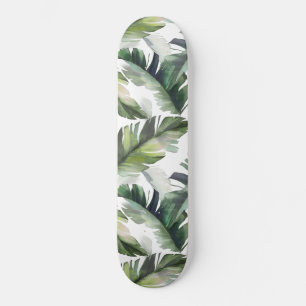 Vattenfärgsolja Grönt Tropiskt Foliage Mönster Mini Skateboard Bräda 18,5 Cm