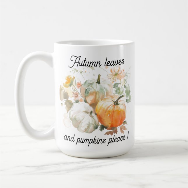 Vattenfärgsolja Höst löv och pumpor, tack Kaffemugg (Vänster)