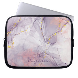 Vattenfärgsolja Lila Rosa alkohol Bläck guld glitt Laptop Fodral