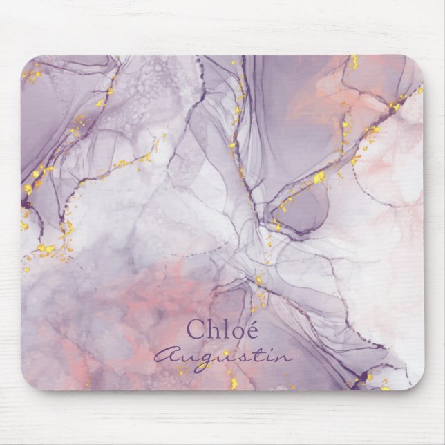 Vattenfärgsolja Lila Rosa alkohol Bläck guld glitt Musmatta (Framsidan)